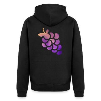 grape - Unisex Premium Organic Zip Hoodie - black - Back - Nico (187cm)