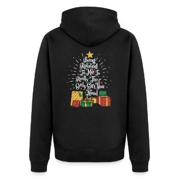 Christmas family family member gift - Unisex Premium Organic Zip Hoodie - black - Back - Nico (187cm)