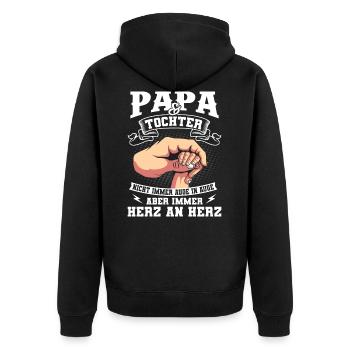 Papa und Tochter - Unisex Premium Bio Zip Hoodie - Schwarz - Hinten - Nico (187cm)