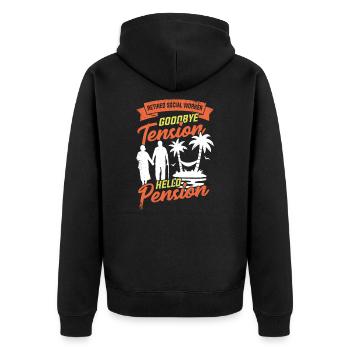 Sozialarbeiter Soziale Arbeit Rente Geschenk - Unisex Premium Bio Zip Hoodie - Schwarz - Hinten - Nico (187cm)