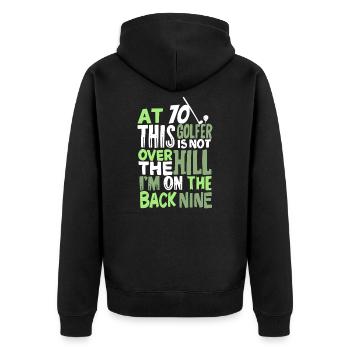 Golf Golfer 70. Geburtstag Geschenk 70 - Unisex Premium Bio Zip Hoodie - Schwarz - Hinten - Nico (187cm)
