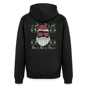Ugly Santa - Unisex Premium Organic Zip Hoodie - black - Back - Nico (187cm)