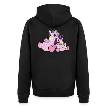 Licorne mignon cadeau licornes maman enfant - Veste à capuche bio Premium Unisexe - noir - Dos - Nico (187cm)