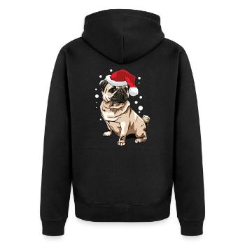 Weihnachts Mops für festliche Hundebesitzer - Unisex Premium Bio Zip Hoodie - Schwarz - Hinten - Nico (187cm)