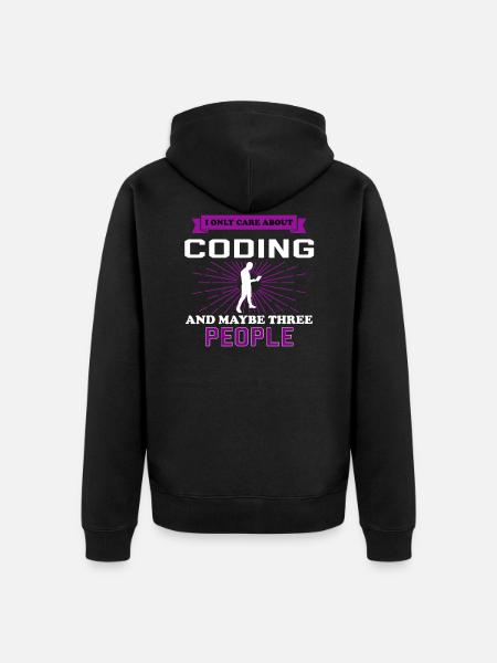 Coding And Maybe 3 People - Unisex Premium Organic Zip Hoodie - black