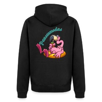 Pausenmodus Flamingo - Unisex Premium Bio Zip Hoodie - Schwarz - Hinten - Nico (187cm)