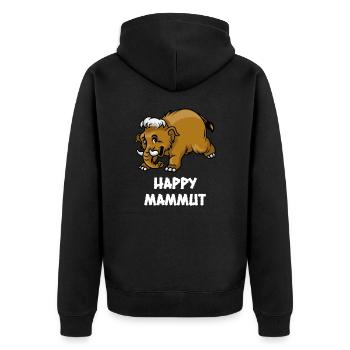 Glücklich Mammut Prähistorisch Geschenk - Unisex Premium Bio Zip Hoodie - Schwarz - Hinten - Nico (187cm)