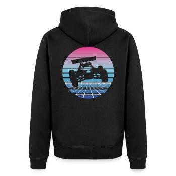 RC Auto Car Modellauto Modellbau Vaporwave - Unisex Premium Bio Zip Hoodie - Schwarz - Hinten - Nico (187cm)