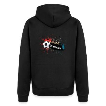 Fußball Fußballspiel Fußballer Fußballspieler - Unisex Premium Bio Zip Hoodie - Schwarz - Hinten - Nico (187cm)