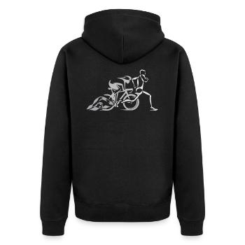 Schwimmen Radfahren Laufen Triathlon Triathlet - Unisex Premium Bio Zip Hoodie - Schwarz - Hinten - Nico (187cm)