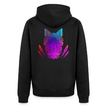 Fuchs - Unisex Premium Bio Zip Hoodie - Schwarz - Hinten - Nico (187cm)