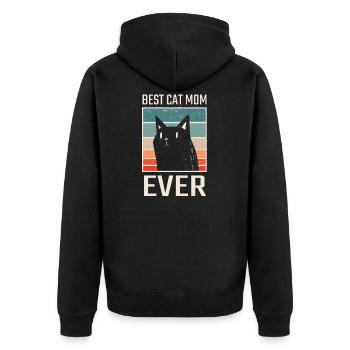 Best Cat Mom - Unisex Premium Organic Zip Hoodie - black - Back - Nico (187cm)