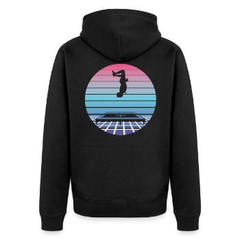 Trampolin Springen Sprung Vaporwave Retro Geschenk - Unisex Premium Bio Zip Hoodie - Schwarz - Hinten - Nico (187cm)