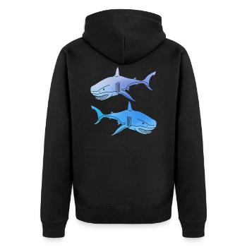 Sharks - Unisex Premium Organic Zip Hoodie - black - Back - Nico (187cm)