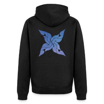 Wurfstern - Unisex Premium Bio Zip Hoodie - Schwarz - Hinten - Nico (187cm)