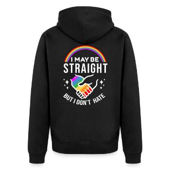Je peux être hétéro mais je ne déteste pas le cadeau LGBT - Veste à capuche bio Premium Unisexe - noir - Dos - Nico (187cm)