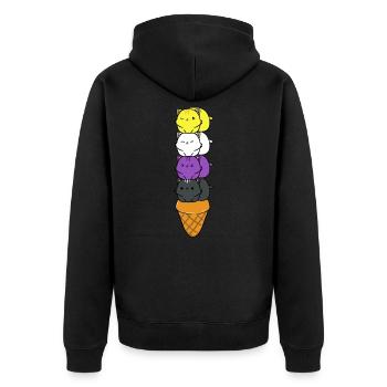 Nonbinary cats ice cream cone Nonbinary gift - Unisex Premium Organic Zip Hoodie - black - Back - Nico (187cm)