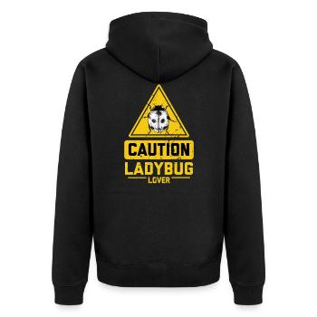 CAUTION Ladybug Lover - Unisex Premium Organic Zip Hoodie - black - Back - Nico (187cm)