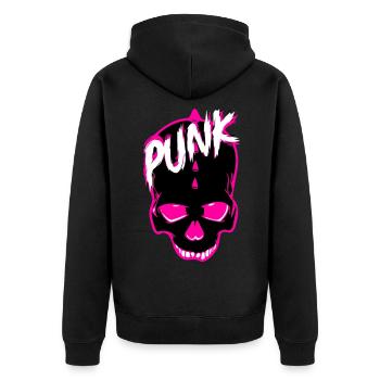 Pink Punk Skull - Unisex Premium Bio Zip Hoodie - Schwarz - Hinten - Nico (187cm)
