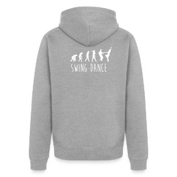 Swing Dance Evolution - Unisex Premium Bio Zip Hoodie - Grau meliert - Hinten - Nico (187cm)
