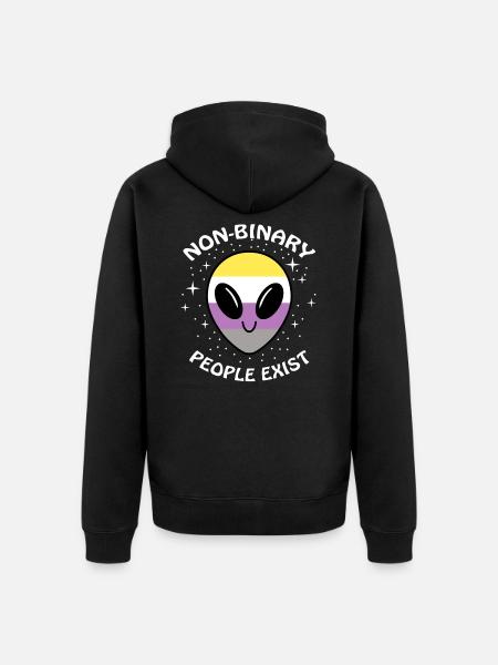 Non-Binary People Exist Nonbinary Pride - Unisex Premium Bio Zip Hoodie - Schwarz