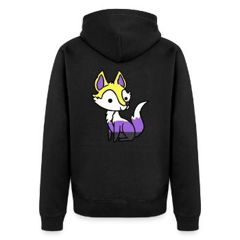 Nonbinary Fox Nonbinary Pride - Unisex Premium Organic Zip Hoodie - black - Back - Nico (187cm)