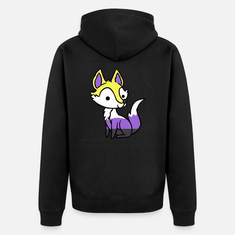 Nonbinärer Fuchs Nonbinary Pride - Unisex Premium Bio Zip Hoodie - Schwarz