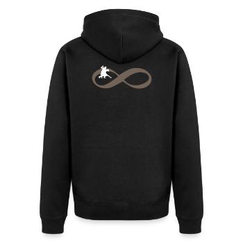 SALSA FOR EVER Bachata Infinity - Unisex Premium Organic Zip Hoodie - black - Back - Nico (187cm)