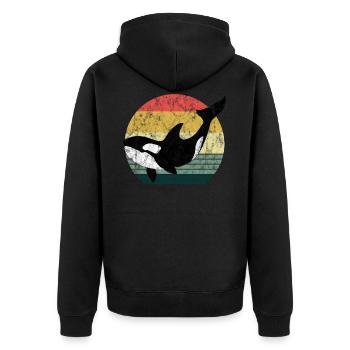 Orque orque orque cadeau baleine rétro océan - Veste à capuche bio Premium Unisexe - noir - Dos - Nico (187cm)