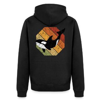 Orque orque orque cadeau baleine rétro océan - Veste à capuche bio Premium Unisexe - noir - Dos - Nico (187cm)