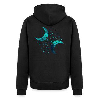 Mond und Sterne - Unisex Premium Bio Zip Hoodie - Schwarz - Hinten - Nico (187cm)