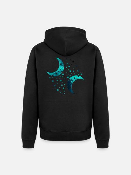 moon and stars - Unisex Premium Organic Zip Hoodie - black