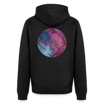 Mandala - Unisex Premium Bio Zip Hoodie - Schwarz - Hinten - Nico (187cm)