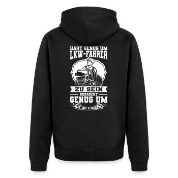 Big Rig Trucker Driving Job LKW-Fahrer Trucking - Unisex Premium Bio Zip Hoodie - Schwarz - Hinten - Nico (187cm)