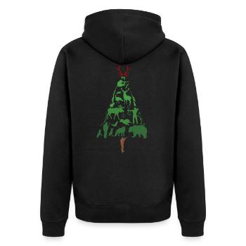 Christmas tree hunter hunting Christmas gift - Unisex Premium Organic Zip Hoodie - black - Back - Nico (187cm)