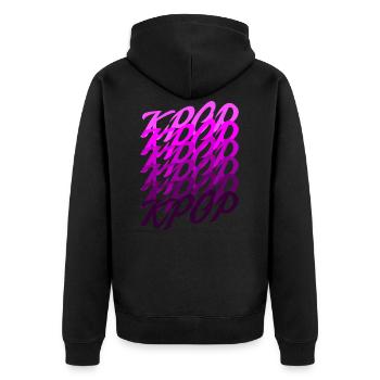 Kpop Kdrama vagues Écriture Coréenne Saranghae K-Pop - Veste à capuche bio Premium Unisexe - noir - Dos - Nico (187cm)