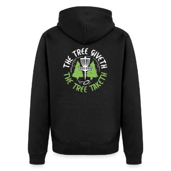 Disc Golf - Unisex Premium Bio Zip Hoodie - Schwarz - Hinten - Nico (187cm)