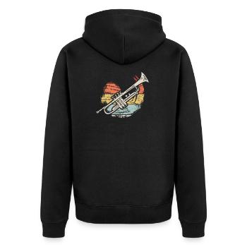 Trompete - Unisex Premium Bio Zip Hoodie - Schwarz - Hinten - Nico (187cm)