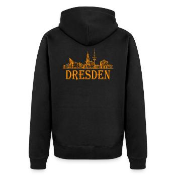 Skyline Dresden - Unisex Premium Bio Zip Hoodie - Schwarz - Hinten - Nico (187cm)