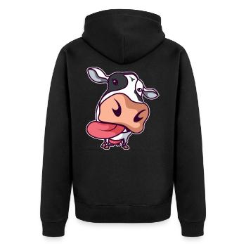 Cow farmer ranchers farm animal present topic - Unisex Premium Organic Zip Hoodie - black - Back - Nico (187cm)