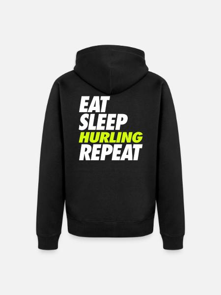 Eat Sleep Hurling Repeat - Unisex Premium Bio Zip Hoodie - Schwarz