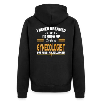Gynécologue ici, je le tue - Veste à capuche bio Premium Unisexe - noir - Dos - Nico (187cm)