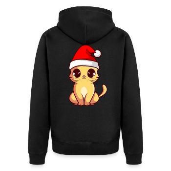 Noël chat chats noël mignon chat - Veste à capuche bio Premium Unisexe - noir - Dos - Nico (187cm)