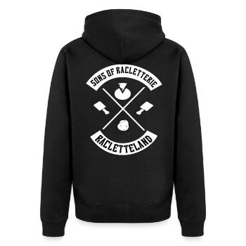 SONS OF RACLETTERIE - Fans de raclette et de motos - Veste à capuche bio Premium Unisexe - noir - Dos - Nico (187cm)