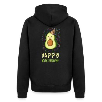 Happy Birthday Avocado für Avocado Geburtstag - Unisex Premium Bio Zip Hoodie - Schwarz - Hinten - Nico (187cm)