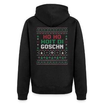 hoho hoit di Goschn Ugl Christmas - Unisex Premium Bio Zip Hoodie - Schwarz - Hinten - Nico (187cm)