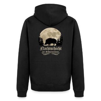 Wildschwein Keiler Jagd - Unisex Premium Bio Zip Hoodie - Schwarz - Hinten - Nico (187cm)