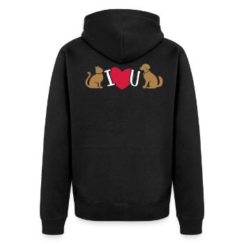 Chat et chien je t'aime - chat et chien je t'aime - Veste à capuche bio Premium Unisexe - noir - Dos - Nico (187cm)