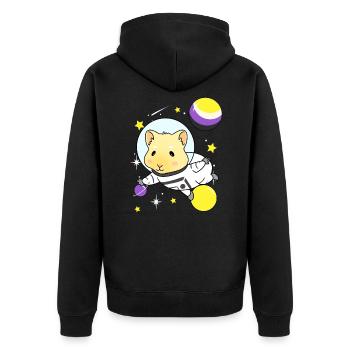 Nonbinary guinea pig Nonbinary Pride - Unisex Premium Organic Zip Hoodie - black - Back - Nico (187cm)