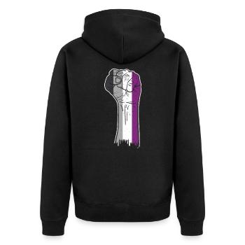 Asexuelle Faust Ace Pride - Unisex Premium Bio Zip Hoodie - Schwarz - Hinten - Nico (187cm)